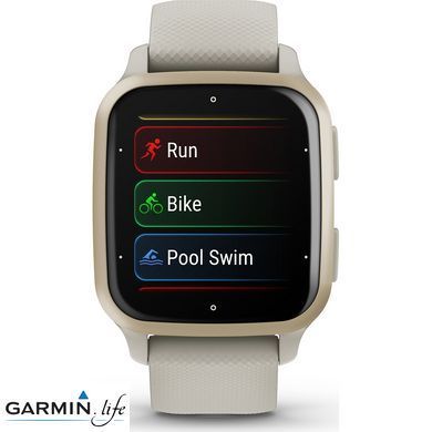 Смарт-часы Garmin Venu Sq 2-Music Edition Cream Gold Aluminum Bezel with French Gray Case and Silicone Band