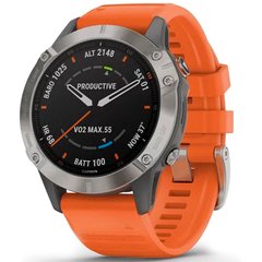 Спортивний годинник Garmin Fenix 6 Pro Sapphire Titanium with Ember Orange Band 010-02158-14