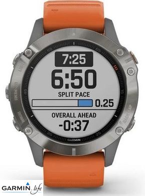 Спортивний годинник Garmin Fenix 6 Pro Sapphire Titanium with Ember Orange Band 010-02158-14