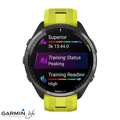 Смарт-годинник Garmin Forerunner 965 Carbon Gray Titanium Bezel w. Black Case and Amp Yell/Black S. Band