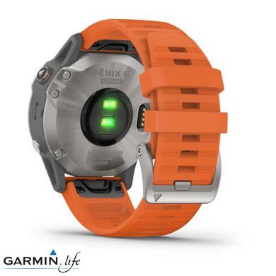 Спортивний годинник Garmin Fenix 6 Pro Sapphire Titanium with Ember Orange Band 010-02158-14