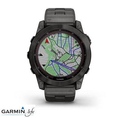 Смарт-годинник Garmin Fenix 7X Sapphire Solar C. Grey DLC Titanium w. Carbon Grey DLC Vented T. Band