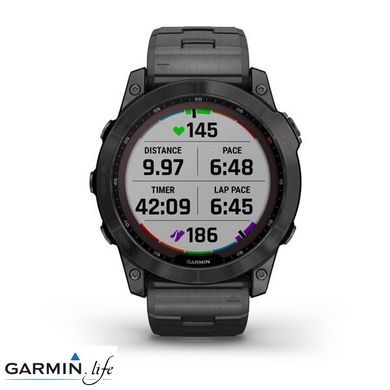 Смарт-годинник Garmin Fenix 7X Sapphire Solar C. Grey DLC Titanium w. Carbon Grey DLC Vented T. Band