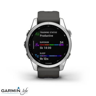 Смарт-годинник Garmin Fenix 7S Silver with Graphite Band