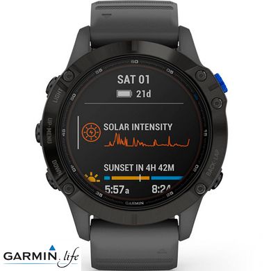 Спортивний годинник Garmin Fenix 6 Pro Solar Edition Black With Gray Band 010-02410-11