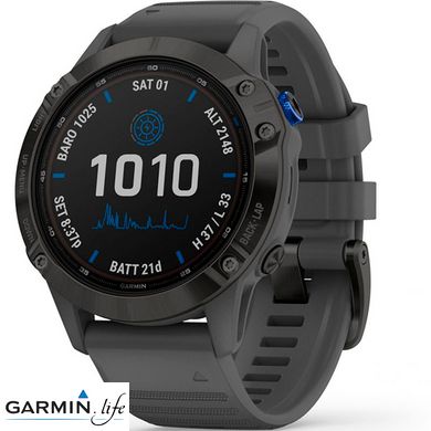 Спортивний годинник Garmin Fenix 6 Pro Solar Edition Black With Gray Band 010-02410-11