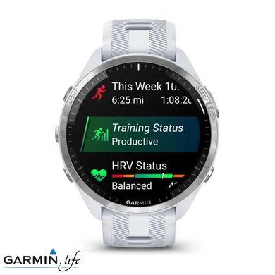 Смарт- годинник Garmin Forerunner 965 Titanium Bezel w. Whiteston Case and Whiteston/Powder Gray S. Band