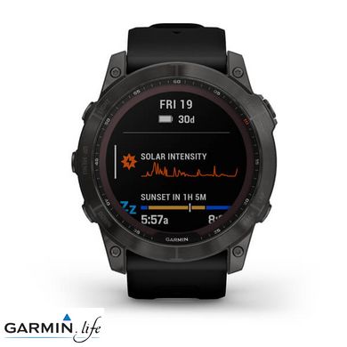 Смарт-годинник Garmin Fenix 7X Sapphire Solar Carbon Gray DLC Titanium with Black Band