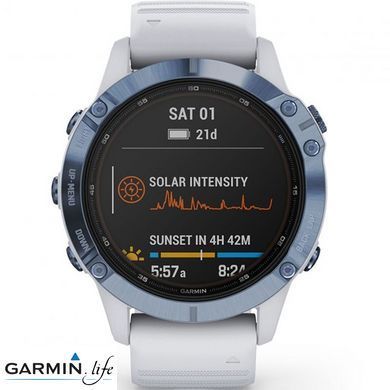 Спортивные часы Garmin Fenix 6 Pro Solar Edition Mineral Blue with Whitestone Band 010-02410-19