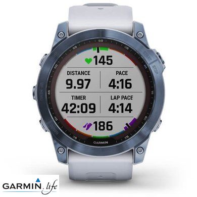 Смарт-годинник Garmin Fenix 7X Sapphire Solar M. Blue DLC Titanium w. Whitestone Band