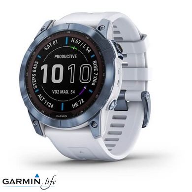 Смарт-годинник Garmin Fenix 7X Sapphire Solar M. Blue DLC Titanium w. Whitestone Band