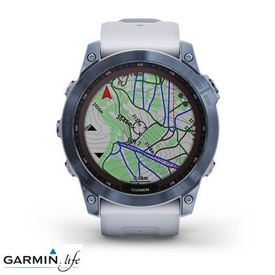 Смарт-годинник Garmin Fenix 7X Sapphire Solar M. Blue DLC Titanium w. Whitestone Band