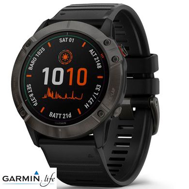 Спортивний годинник Garmin Fenix 6X Pro Solar Titanium Carbon Grey DLC with Black Band 010-02157-21