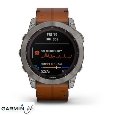 Смарт-часы Garmin Fenix 7X Sapphire Solar Titanium w. Chestnut Leather Band