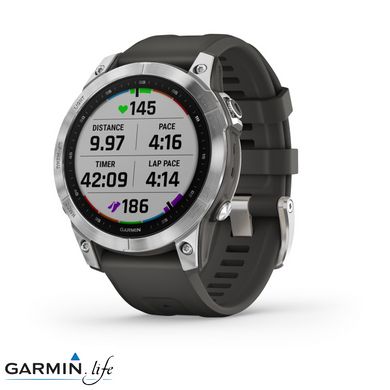 Смарт-годинник Garmin Fenix 7 Silver with Graphite Band