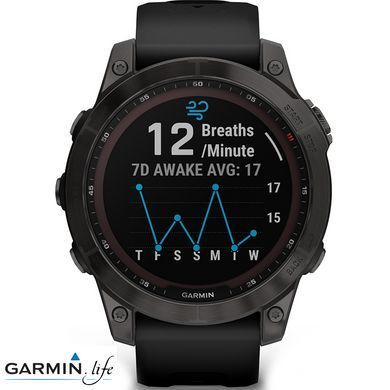 Смарт-годинник Garmin Fenix 7 Sapphire Solar Carbon Gray DLC Titanium with Black Band