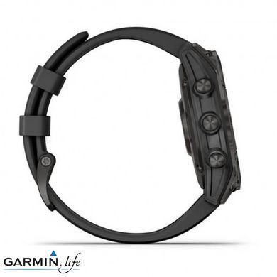 Смарт-годинник Garmin Fenix 7 Sapphire Solar Carbon Gray DLC Titanium with Black Band