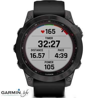 Смарт-годинник Garmin Fenix 7 Sapphire Solar Carbon Gray DLC Titanium with Black Band