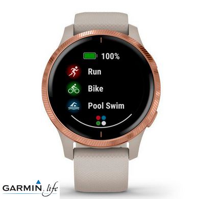 Смарт-годинник Garmin Venu Rose Gold Stainless Steel Bezel w. Light Sand and Silicone B