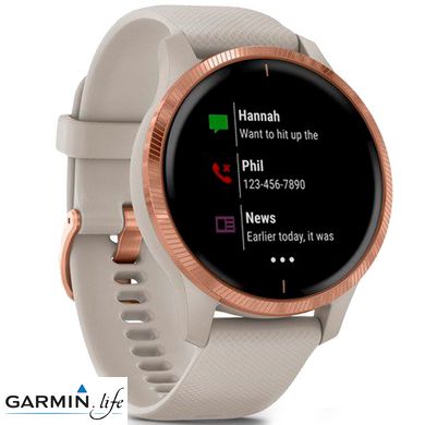 Смарт-годинник Garmin Venu Rose Gold Stainless Steel Bezel w. Light Sand and Silicone B