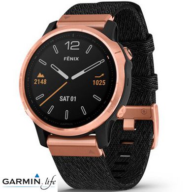 Спортивний годинник Garmin Fenix 6S Pro Sapphire Rose Gold with Heathered Black Nylon Band 010-02159-37