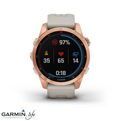 Смарт-годинник Garmin Fenix 7S Solar Rose Gold with Light Sand Band