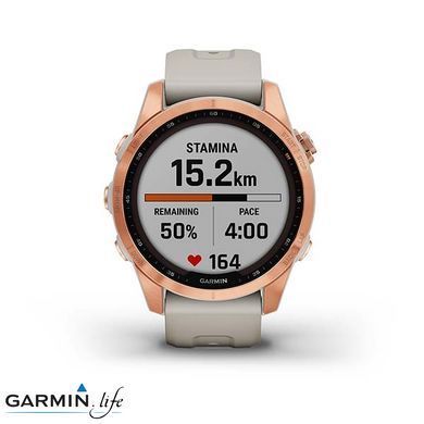 Смарт-годинник Garmin Fenix 7S Solar Rose Gold with Light Sand Band