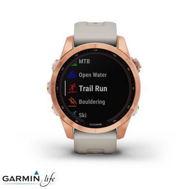 Смарт-годинник Garmin Fenix 7S Solar Rose Gold with Light Sand Band