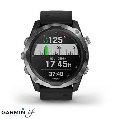 Смарт-годинник Garmin Descent Mk2 Stainless Steel with Black Band