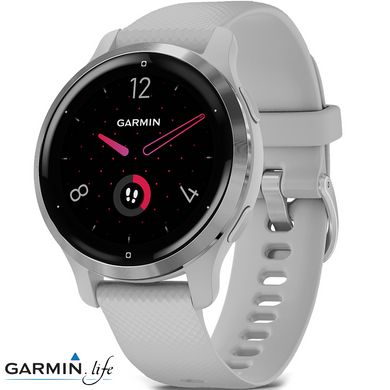 Смарт-годинник Garmin Venu 2S Silver Stainless Steel Bezel with Mist Gray Case and Silicone Band