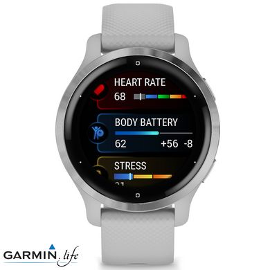 Смарт-годинник Garmin Venu 2S Silver Stainless Steel Bezel with Mist Gray Case and Silicone Band