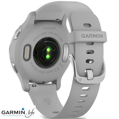 Смарт-годинник Garmin Venu 2S Silver Stainless Steel Bezel with Mist Gray Case and Silicone Band