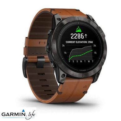 Смарт-годинник Garmin Epix Pro Gen 2 Sapphire 51mm Carbon G. DLC Tit. with Chestnut L. Band