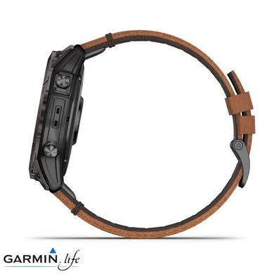 Смарт-годинник Garmin Epix Pro Gen 2 Sapphire 51mm Carbon G. DLC Tit. with Chestnut L. Band