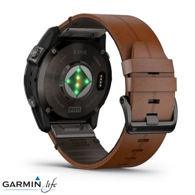 Смарт-годинник Garmin Epix Pro Gen 2 Sapphire 51mm Carbon G. DLC Tit. with Chestnut L. Band