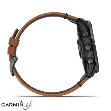 Смарт-годинник Garmin Epix Pro Gen 2 Sapphire 51mm Carbon G. DLC Tit. with Chestnut L. Band