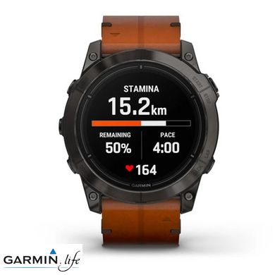 Смарт-годинник Garmin Epix Pro Gen 2 Sapphire 51mm Carbon G. DLC Tit. with Chestnut L. Band