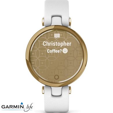 Спортивний годинник Garmin Lily Light Gold Bezel with White Case and Italian Leather Band 010-02384-B3