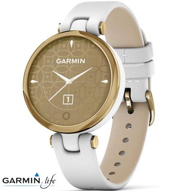 Спортивний годинник Garmin Lily Light Gold Bezel with White Case and Italian Leather Band 010-02384-B3