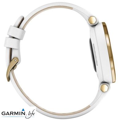 Спортивний годинник Garmin Lily Light Gold Bezel with White Case and Italian Leather Band 010-02384-B3