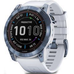 Смарт-часы Garmin Fenix 7 Sapphire Solar Mineral Blue DLC Titanium with Whitestone Band