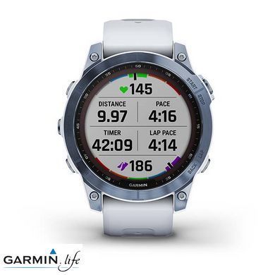 Смарт-годинник Garmin Fenix 7 Sapphire Solar Mineral Blue DLC Titanium with Whitestone Band