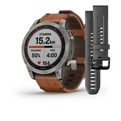 Смарт-часы Garmin Fenix 7 Sapphire Solar Titanium with Chestnut Leather Band