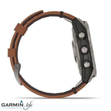 Смарт-годинник Garmin Fenix 7 Sapphire Solar Titanium with Chestnut Leather Band