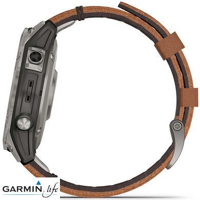Смарт-годинник Garmin Fenix 7 Sapphire Solar Titanium with Chestnut Leather Band