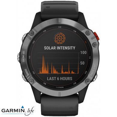 Спортивний годинник  Garmin Fenix 6 Solar Silver with black band 010-02410-00