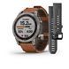 Смарт-годинник Garmin Fenix 7 Sapphire Solar Titanium with Chestnut Leather Band