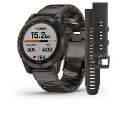 Смарт-часы Garmin Fenix 7 Sapphire Solar C. Grey DLC Titanium w. Carbon Grey DLC V. Titanium Band