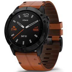 Спортивные часы Garmin Fenix 6X Pro Sapphire Black DLC with Chestnut Leather Band 010-02157-14