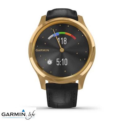 Смарт-годинник Garmin vivomove Luxe Pure Gold-Black Leather